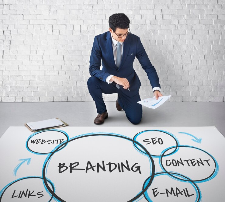 Illustration of a freelancer building their personal brand online in 2025 using digital tools, content, and scalable systems.