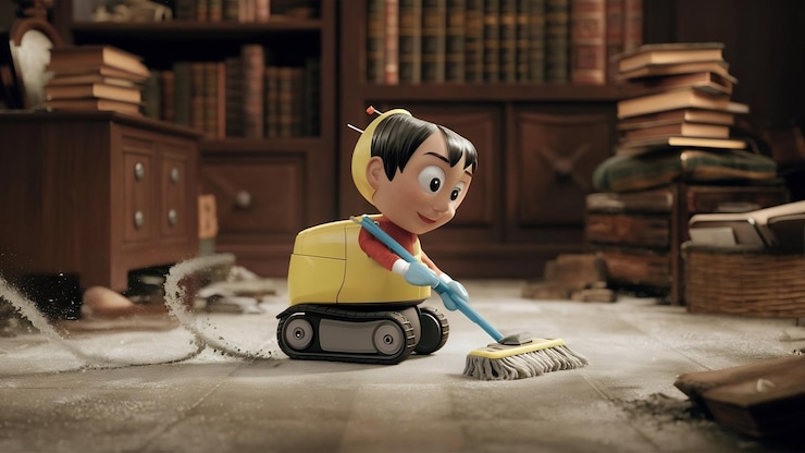 A frustrated user staring at a laptop screen displaying a Janitor AI error message, with network status indicators and browser error pop-ups.